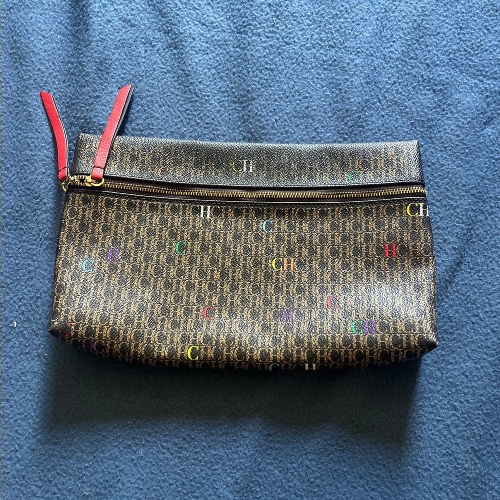 Carolina Herrera Black and Gold Clutch